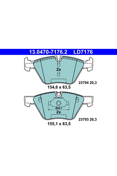 Ate Σετ τακάκια φρένων, δισκόφρενο 13.0470-7176.2 BMW 5/5 Touring