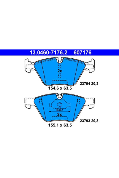 Ate Σετ τακάκια φρένων, δισκόφρενο 13.0460-7176.2