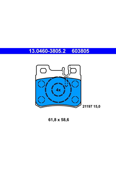 Ate Σετ τακάκια φρένων, δισκόφρενο 13.0460-3805.2 Mercedes-Benz 124 Cabriolet...