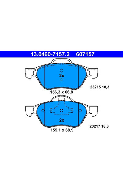 Ate Σετ τακάκια φρένων, δισκόφρενο 13.0460-7157.2 Renault Laguna II/Laguna II...