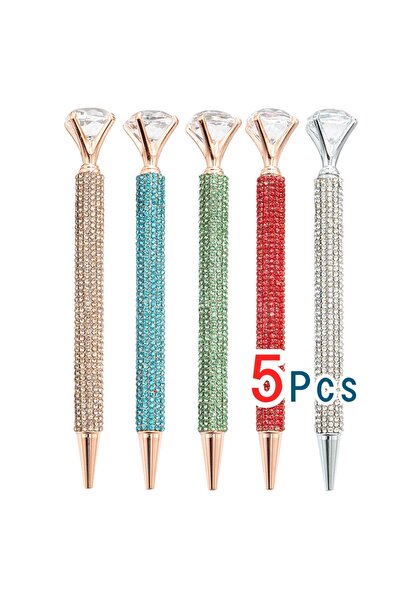 Choice B 5PCS 2/5 Piece Ballpoint Pen Luxury Cute Big Diamond Wedding Rose Go...