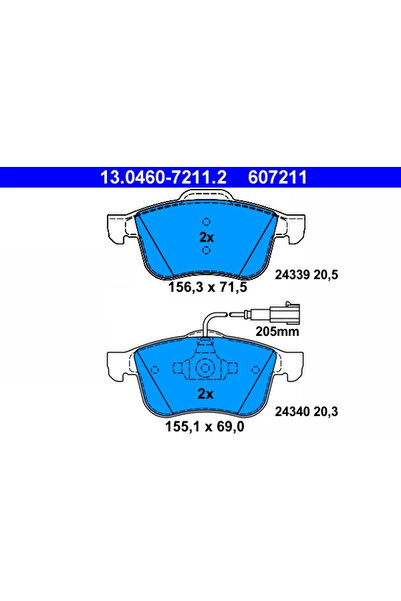 Ate Set of brake pads, disc brake 13.0460-7211.2