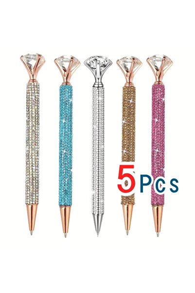 Choice A 5PCS 2/5 Piece Ballpoint Pen Luxury Cute Big Diamond Wedding Rose Go...