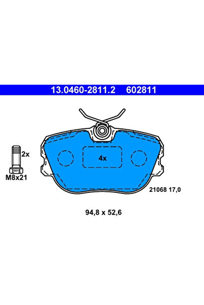 Ate Σετ τακάκια φρένων, δισκόφρενα 13.0460-2811.2 Saab 900 I/900 I Cabriolet/...