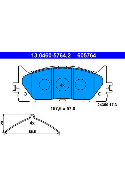 Ate Σετ τακάκια φρένων, δισκόφρενα 13.0460-5764.2