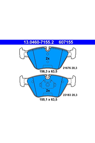 Ate Σετ τακάκια φρένων, δισκόφρενο 13.0460-7155.2
