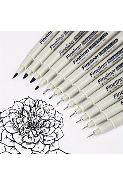 Choice 12pcs SHANDS 12PCS Black Waterproof Fineliner Pen Set, Multi-Line Draw...