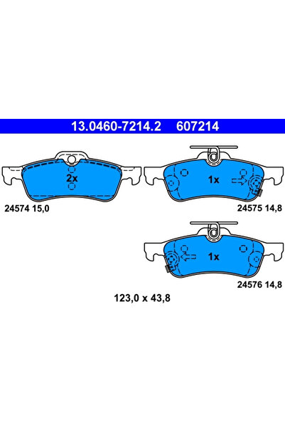 Ate Σετ τακάκια φρένων, δισκόφρενα 13.0460-7214.2 Daihatsu Charade VIII Toyot...