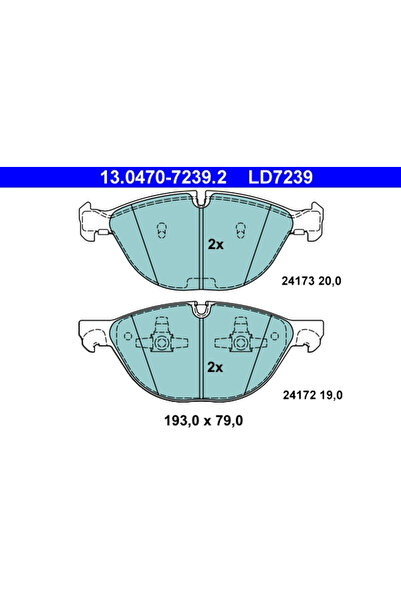 Ate Σετ τακάκια φρένων, δισκόφρενο 13.0470-7239.2