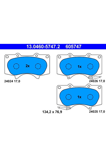 Ate Σετ τακάκια φρένων, δισκόφρενα 13.0460-5747.2