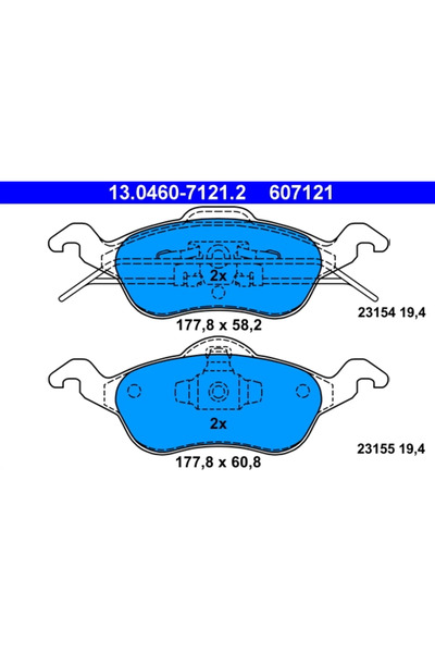 Ate Σετ τακάκια φρένων, δισκόφρενα 13.0460-7121.2