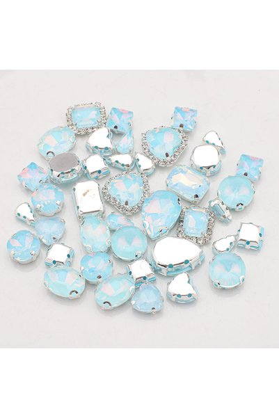 Choice1 SKY BLUE 40pcs Mix Shape Opal Glass Rhinestones Silver Flatback Claw ...
