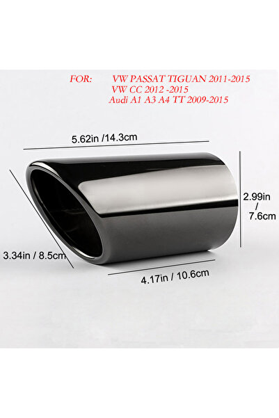choice2 C0379-Black 2Pcs/Set Stainless Steel Car Exhaust Muffler Tip Pipes Co...
