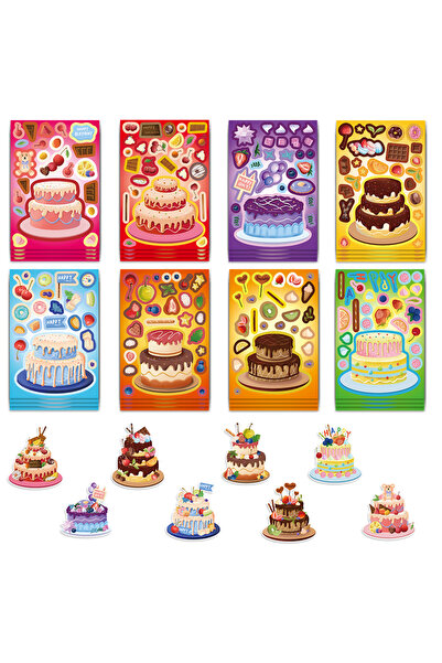 Choice 3 Sets 8/16/24PCS Cartoon Cake Make a Face Puzzle Sticker Kids Childre...