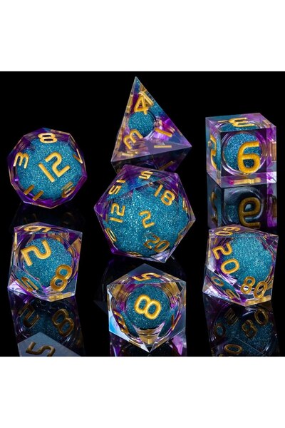 Choice Blue-PurpleGold Liquid resin dice set with sharp edge for dice, for ro...
