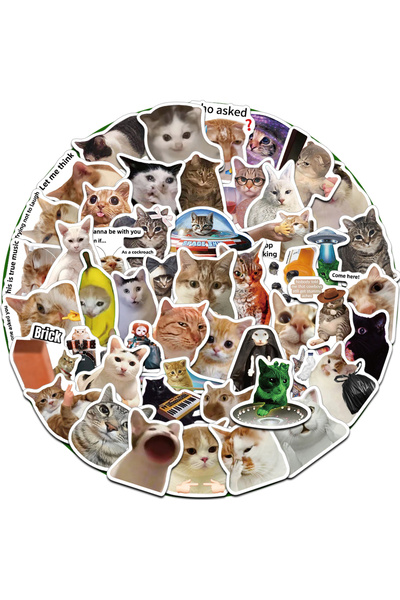 Choice 50PCS 50PCS Fun Funny Popular Cat Sticker MEME Creative Waterproof PVC...