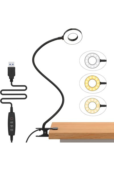 OSITE SKY Black LED Reading Light with Clamp 3 Color & 10 Brightness Desk Lam...