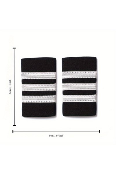 Choice 3 Bar Silver 1 Pair Pilot Aviation Uniform Shoulder Badge Shirts Craft...