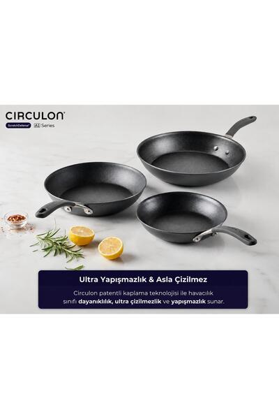 Circulon Çizilmez Yapışmaz 3'lü Kızartma Tava Seti - 22cm, 26cm, 28cm