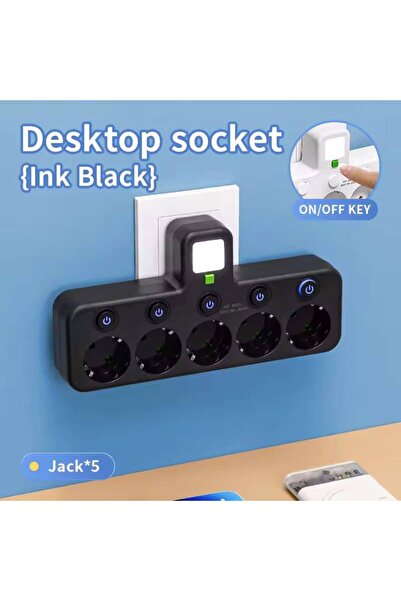 Choice5 5 AC Black Multiple Sockets AC EU Plug Power Strip No Extension Cable...