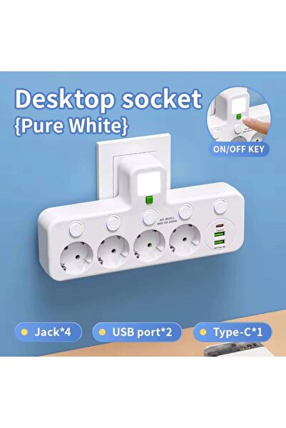 Choice3 4 AC USB White Multiple Sockets AC EU Plug Power Strip No Extension C...