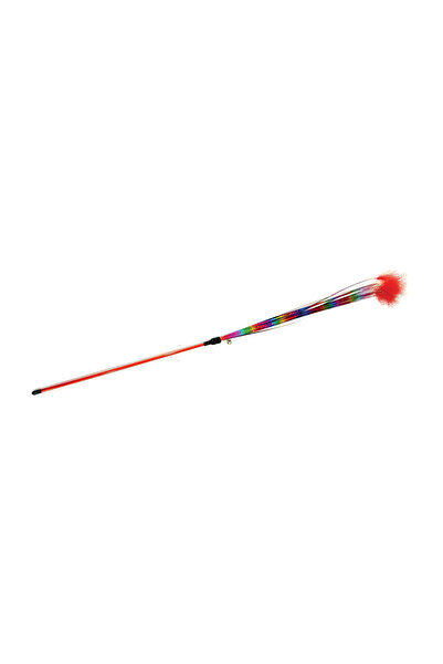 PETS GLOBAL Interactive Cat Teaser Stick Toy with Feather and Glitter String