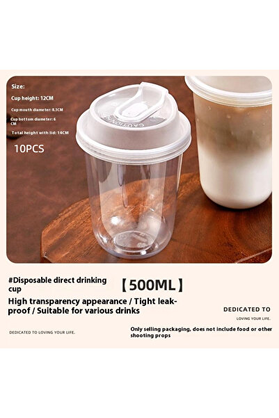 choice2 A5 10pcs Transparent Coffee Cups With Lids U-shaped Disposable Cups F...