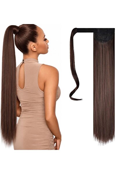 Estelle Long Straight Ponytail Extension Wrap Around Off Black Synthetic Hair...