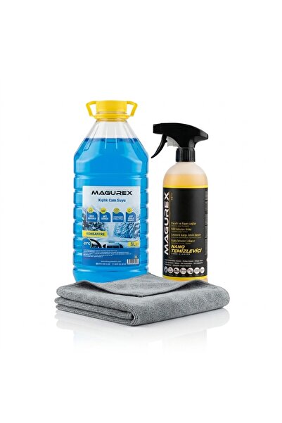 MAGUREX Kışlık Cam Suyu 3L + Nano Temizleyici 800ML + Mikrofiber Temizlik Bez...