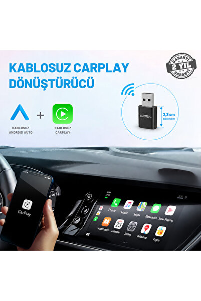 Embatech Araç Içi 2in1 Android ve IOS Cihazlar Için Kablosuz Carplay ve Andro...