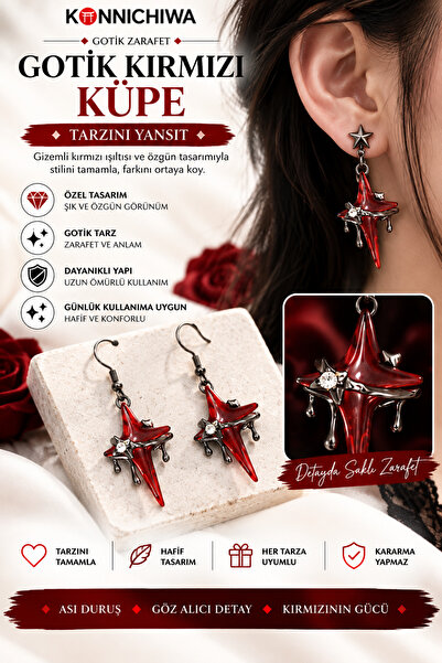 FG KONNİCHİWA Mızrak Formlu Gotik Tasarım Detaylı Gotik Stil Figürlü Yeşil Ta...