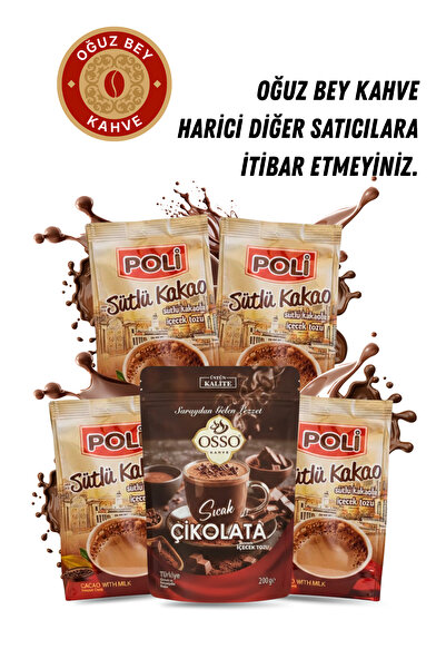 POLI Sütlü Kakao Aromalı İçecek Tozu ve Osso Sıcak Çikolata (5'li Paket)