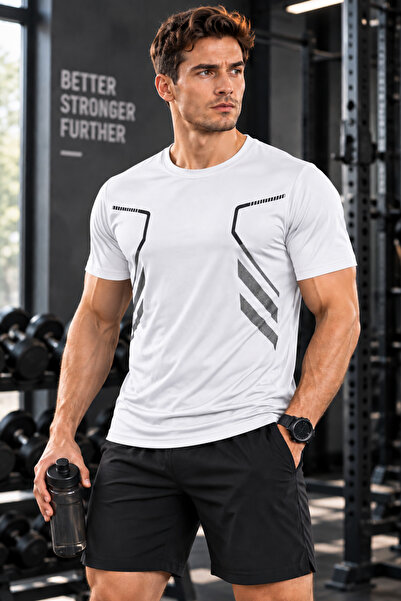 GENIUS STORE Men's Sports T-Shirt Training Gym Polyester Men's Athlete T-Shir...