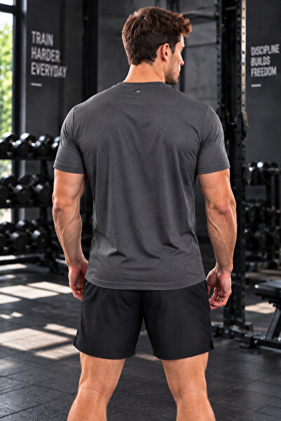 GENIUS STORE Men's Sports T-Shirt Training Gym Polyester Men's Athlete T-Shirt Striped-T-Shirt