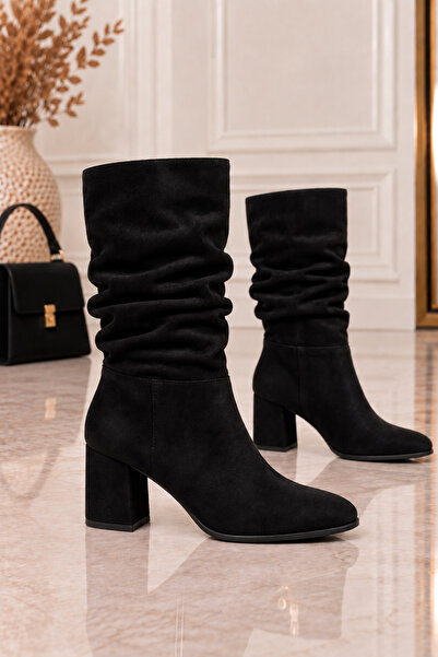NOBLE TREAD SHOES Noble Tread Suede Λεπτομερείς Γυναικείες Μπότες με Χοντρό Τ...