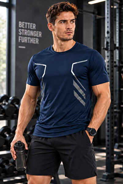 GENIUS STORE Men's Sports T-Shirt Training Gym Polyester Men's Athlete T-Shir...