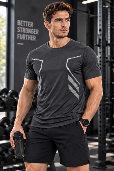 GENIUS STORE Men's Sports T-Shirt Training Gym Polyester Men's Athlete T-Shir...