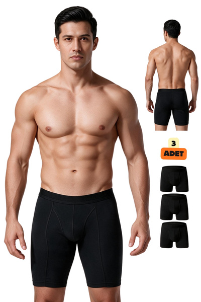 CNT Erkek Uzun Paça Likralı 3'lü Boxer Premium Paket GÜMÜŞ BOXER