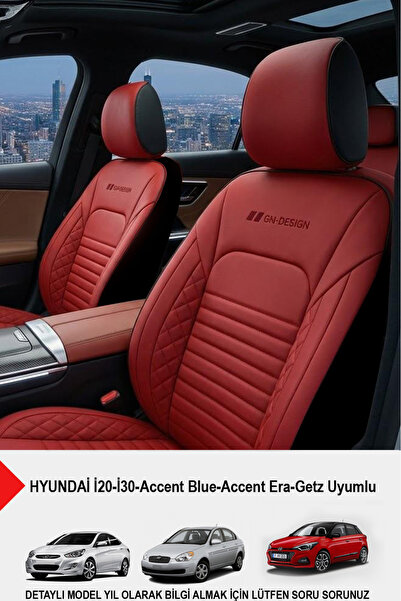 GM-DESIGN İstanbul Serisi Deri Oto Koltuk Kılıfı (HYUNDAİ İ20-İ30-Accent-Blue...