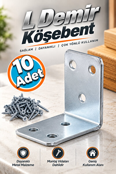 NZB Mobilya Dolap Köşe Bağlantı Sabitleme L Demir Köşebent Gönye 45x45x30 mm ...