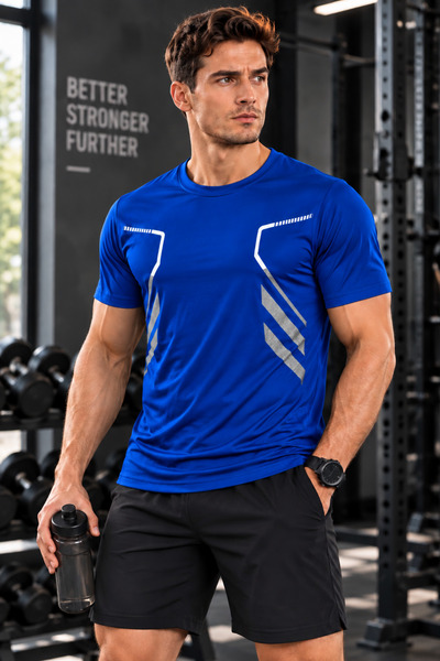 GENIUS STORE Men's Sports T-Shirt Training Gym Polyester Men's Athlete T-Shir...