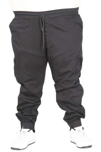 ModeXL Mode XL Büyük Beden Erkek Keten Kargo Jogger Valencia 21911 Siyah
