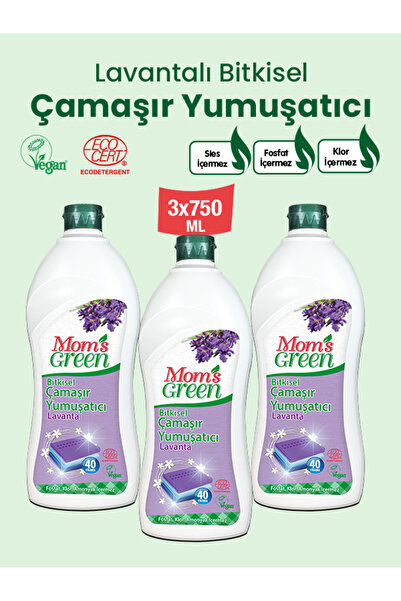 Mom's Green 3'lü Set-Bitkisel Çamaşır Yumuşatıcı Lavantalı (750 ml x 3 Adet) ...