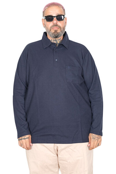 ModeXL سويت شيرت رجالي مقاس كبير من Mode XL بياقة بولو وأكمام طويلة WAFFLE 23...