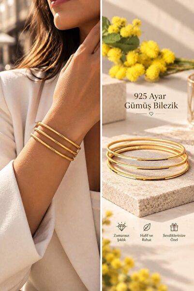 BY BARUN SİLVER 925 Ayar Gümüş Ajda Bilezik Kadın Hediyelik