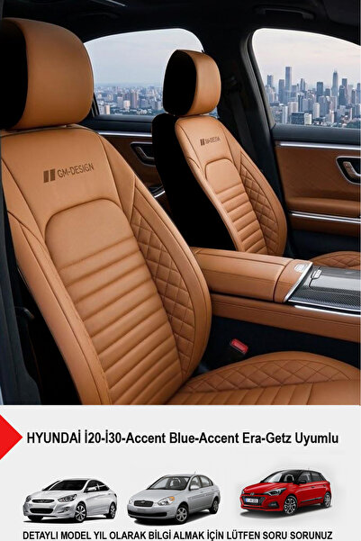 GM-DESIGN İstanbul Serisi Deri Oto Koltuk Kılıfı (HYUNDAİ İ20-İ30-Accent-Blue...