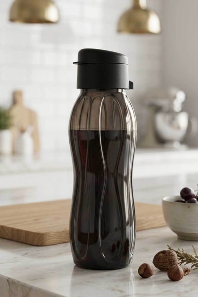 HOMENIVA 2'li Set Eko Şişe Suluk - Pratik Kapak Matara 2x750 ml Siyah - Mor