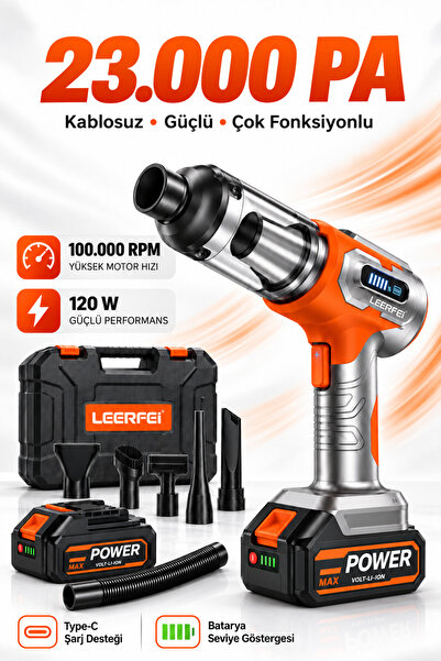 Teknodrone Kablosuz El Süpürgesi 23.000 Pa Yüksek Emiş Gücü 120W 100.000 RPM ...