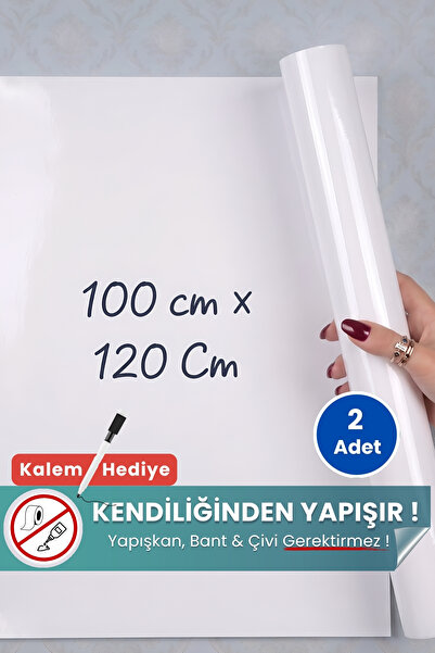 Pi Papers Akıllı Kağıt - 100x120 Cm Beyaz, 1 Alana 1 Bedava, Yapışkansız Çivisiz Bantsız Tutunan Yazı Tahtası