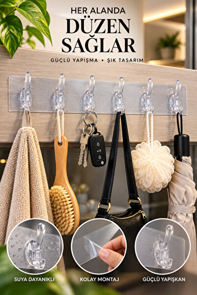 VENON 1 Piece | |   Transparent Hanger with 6 Hooks Ultra Strong Adhesive 💜 ...